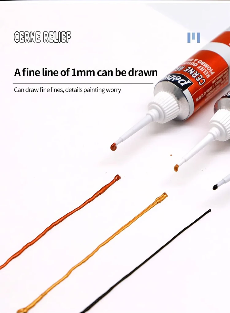 1PC Pebeo Acrylic Paint Relief Texture Pigment DIY 20ml Hook Line Tool Styling Pen Painting Art Supplies for Artist