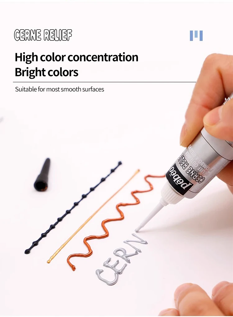 1PC Pebeo Acrylic Paint Relief Texture Pigment DIY 20ml Hook Line Tool Styling Pen Painting Art Supplies for Artist