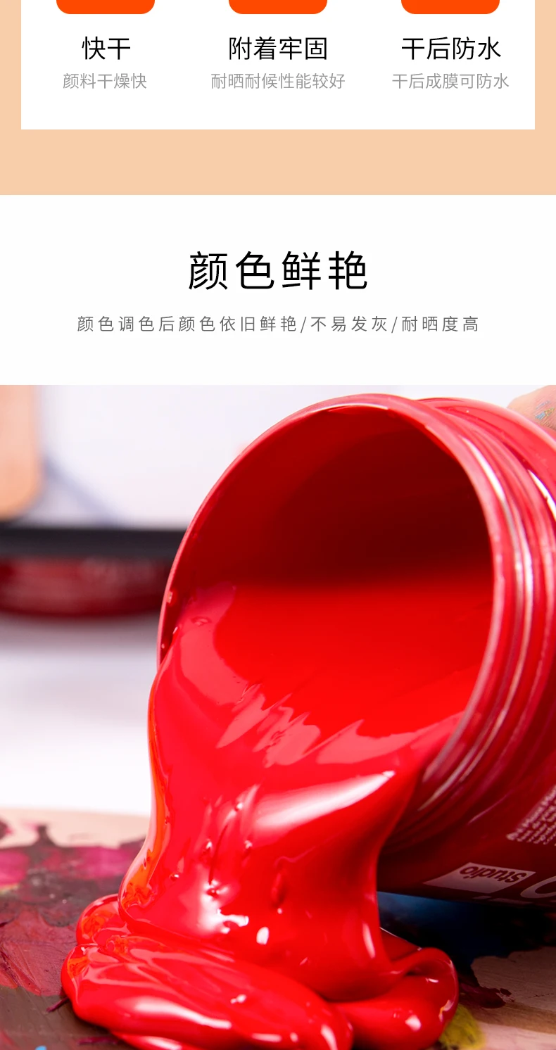 Single Acrylic Paint 500ml Professional Waterproof Drawing Painting Pigment  Hand Painted Wall Drawing Crafts Art Supplies  DIY