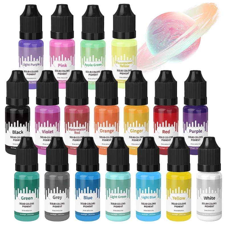 18pcs UV Glue Solid Color Essence Epoxy Color Essence Odorless and Non-fading Dyeing Agent 18 Colors 10g Resin Colourant