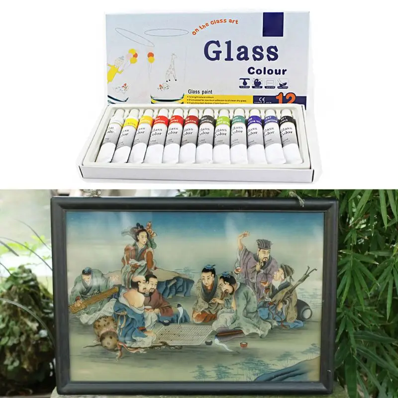 12 Colors 12ml Professional Glass Acrylic Paint Set Hand Painted Wall Paint Tubes Artist Draw Painting Pigments Drawing Tubes Ar