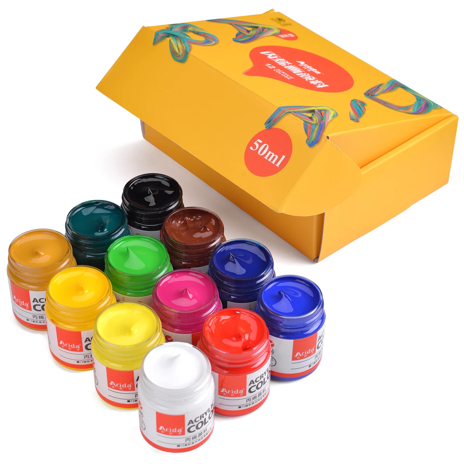 Professional Acrylic Paint Set 50ml 12/16/20/24 Colors Acryl Drawing Painting Pigment Hand-Painted Wall Paint for Artist DIY