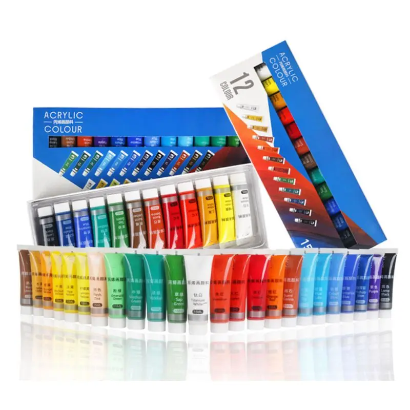 12/24 Colors Artist Acrylic Paints 15ml Tube Drawing Painting Pigment Wall Paint