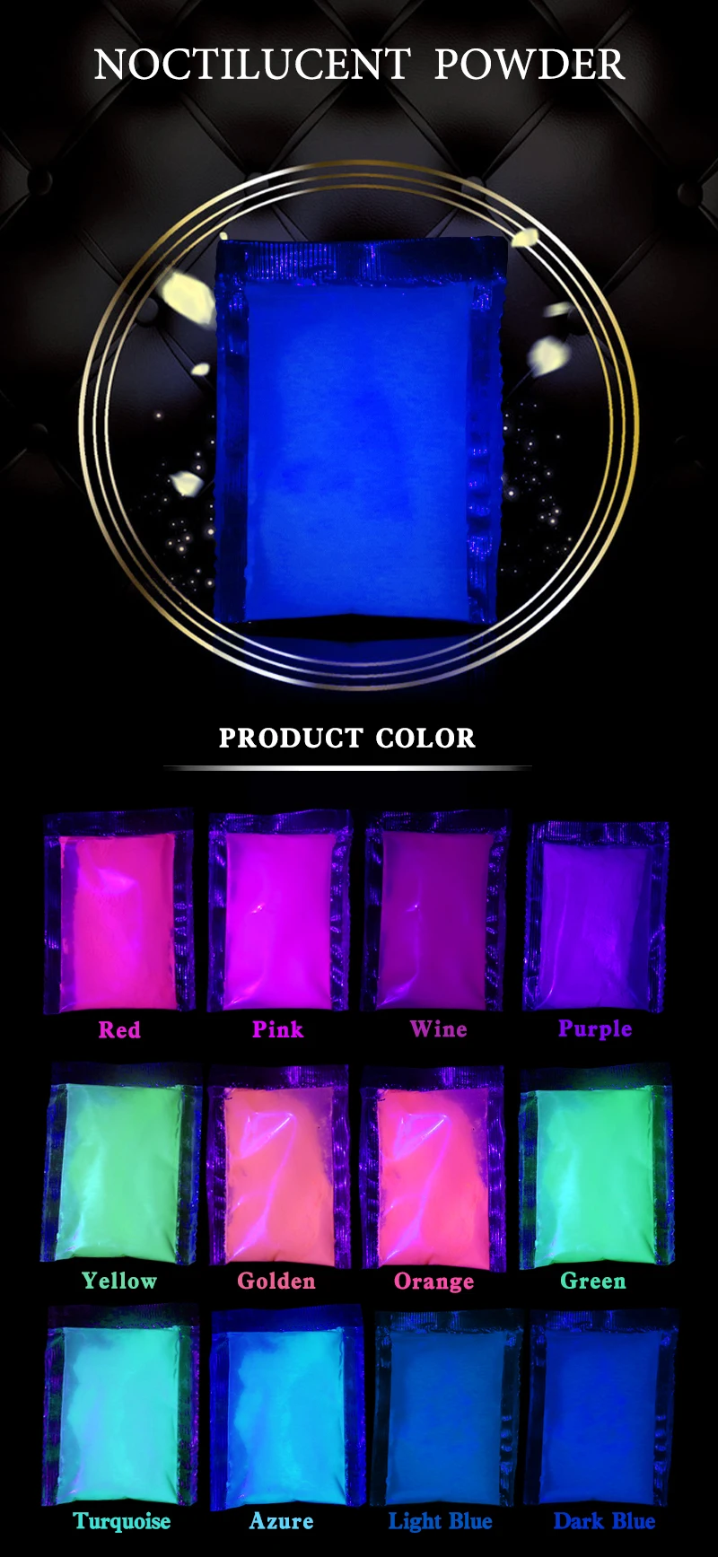 Luminous Paint Pigment Fluorescent Powder Glow in the Dark for Arts Crafts Party Nail Decoration 10g